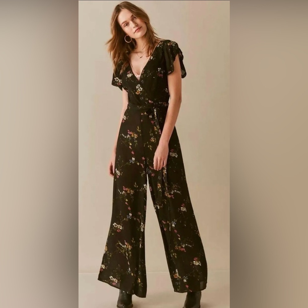 Urban Outfitters Floral Black Jumpsuit